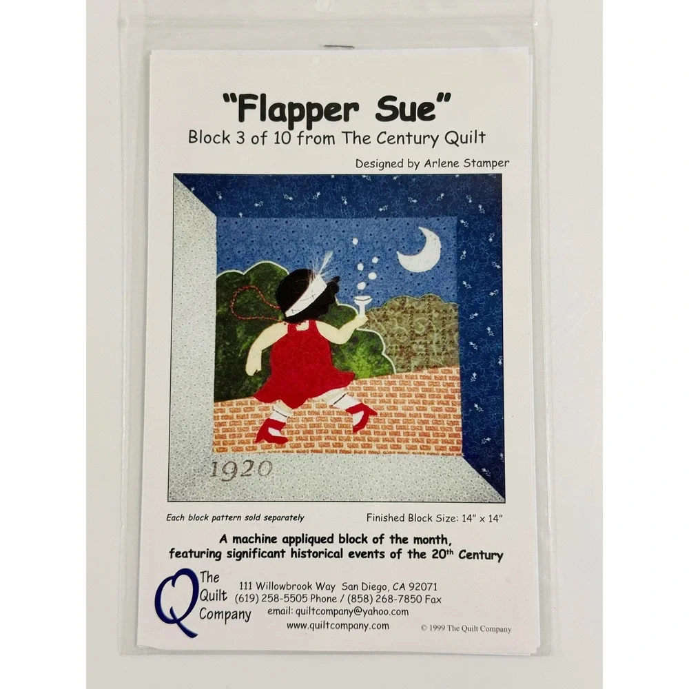 The Quilt Company Quilt Pattern Women OS Multicolor Flapper Sue 1920s Block 3